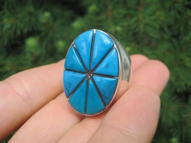 925 Silver Arizona Turquoise Ring Jewelry Size 9 N6355
