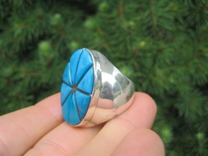 925 Silver Arizona Turquoise Ring Jewelry Size 9 N6355