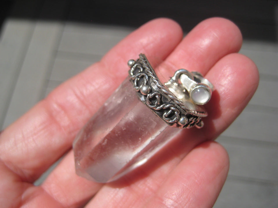 925 Silver Natural Quartz Crystal Pendant Taxco Mexico A3878