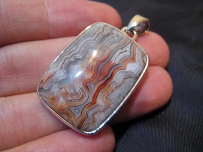 925 Silver Crazy Lace Agate Stone Pendant N3544