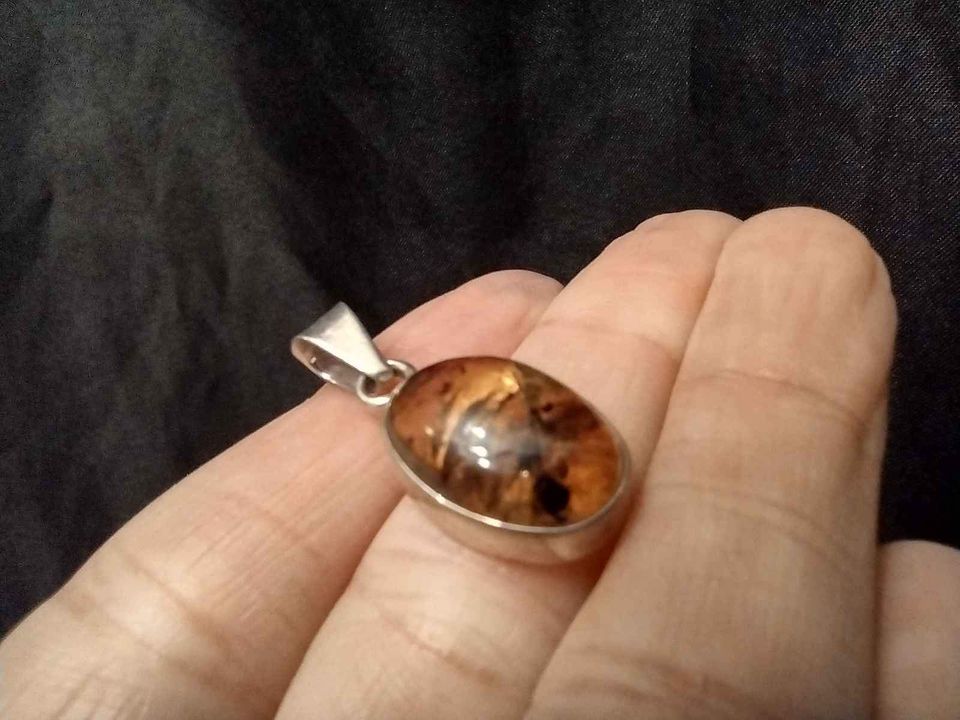 925 Silver Chiapas Amber pendant Taxco Mexico CH3486