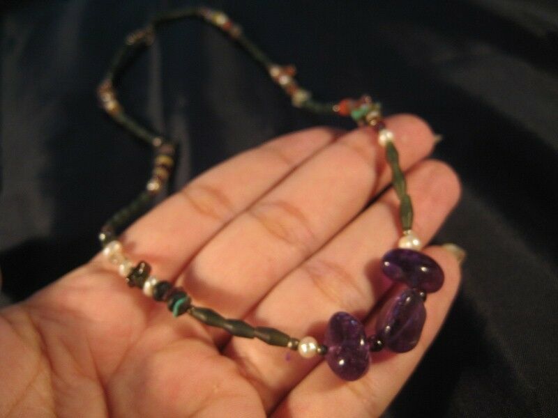 925 Silver Amethyst Stone necklace stone N3855