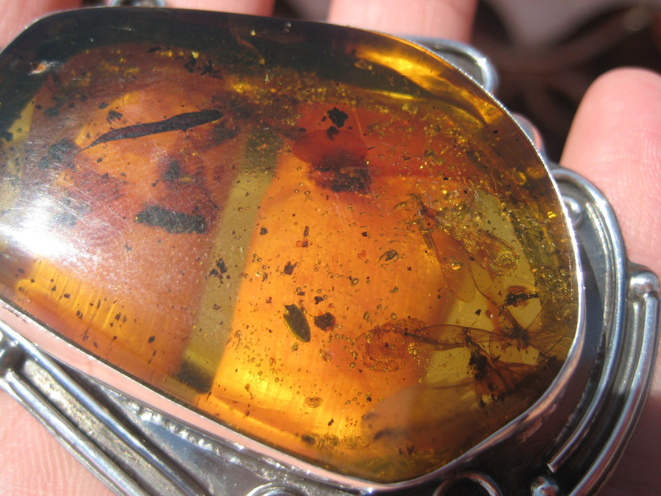 925 Silver Natural Chiapas Amber Australian Opal insect four flying ants A26433