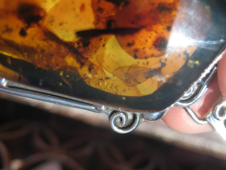 925 Silver Natural Chiapas Amber Australian Opal insect four flying ants A26433