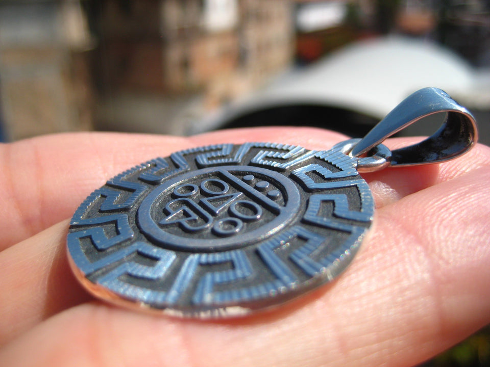 925 Silver Mayan Aztec God Pendant Necklace Taxco Mexico A3755