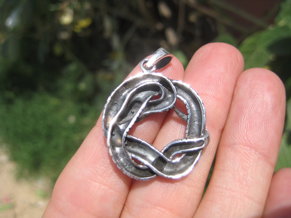 925 Silver Snake Pendant Necklace Thailand jewelry Art A7