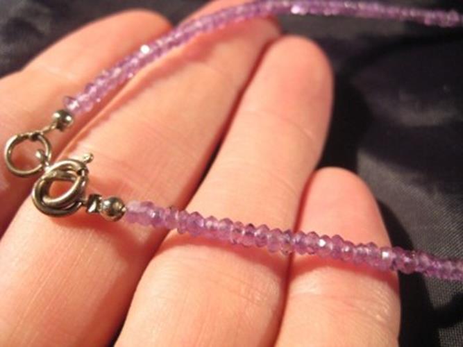 925 Silver Citrine Amethyst crystal mineral necklace jewelry Afghanistan N2733