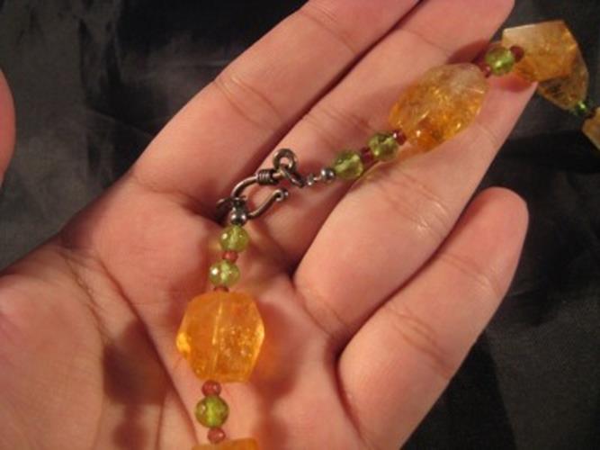 925 Silver Citrine peridot tourmaline crystal necklace Afghanistan N2744