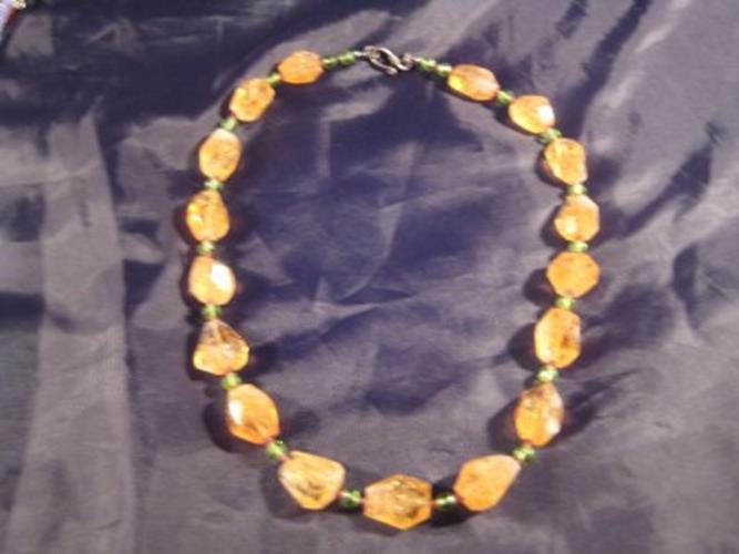 925 Silver Citrine peridot tourmaline crystal necklace Afghanistan N2744