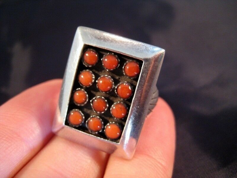 925 Silver Tibetan Coral Ring Nepal Jewelry Size 9.25 NP2866