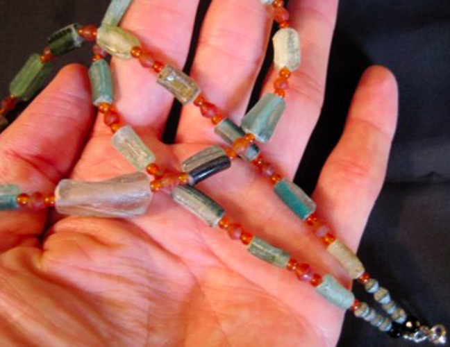 925 Silver Roman Glass Necklace antique beads 1700 YRS AN255