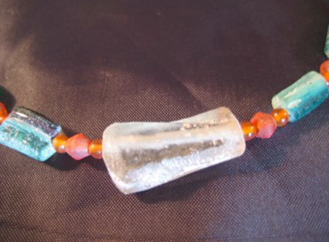 925 Silver Roman Glass Necklace antique beads 1700 YRS AN255