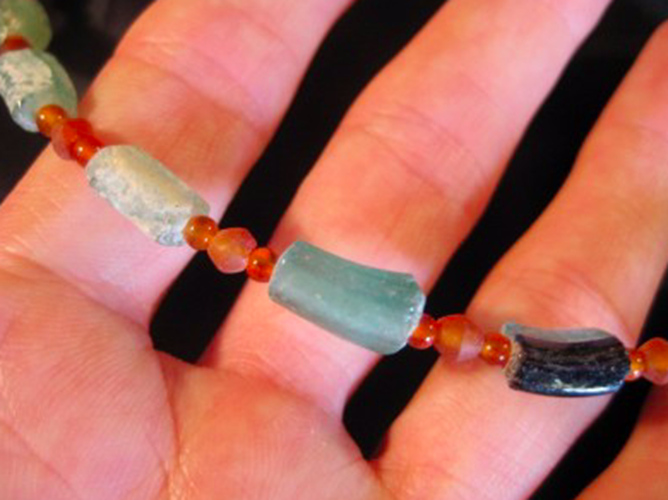 925 Silver Roman Glass Necklace antique beads 1700 YRS AN255