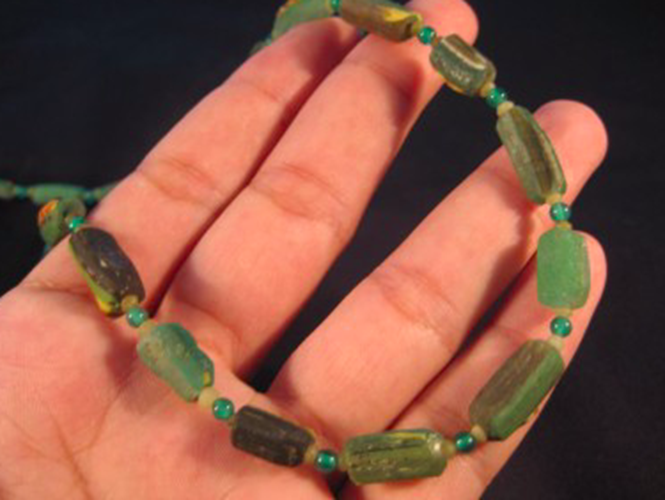925 Silver Roman Empire Glass bead necklace 1700 yrs AN733