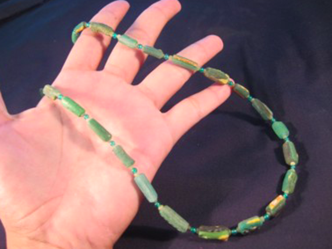 925 Silver Roman Empire Glass bead necklace 1700 yrs AN733