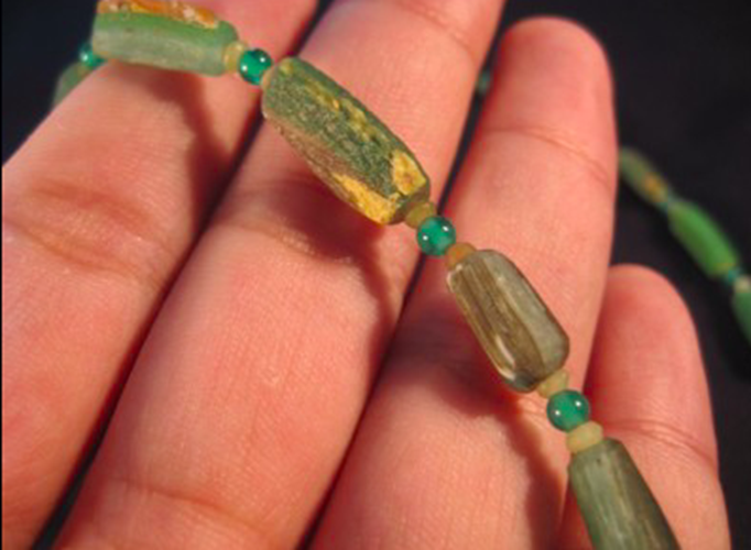 925 Silver Roman Empire Glass bead necklace 1700 yrs AN733