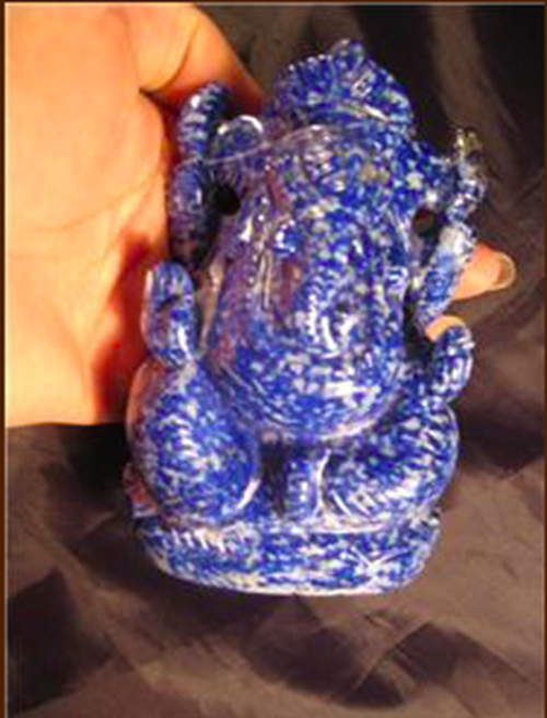 Lapis Lazul Lazuli Ganesh Deity Crystal Stone mineral rock carving Nepal N276