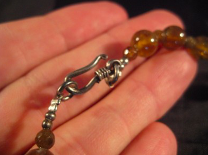925 Silver Citrine crystal mineral stone necklace jewelry art Afghanistan AN274
