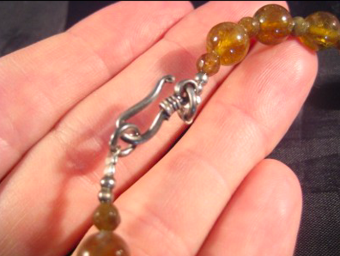 925 Silver Citrine crystal mineral stone necklace jewelry art Afghanistan AN274