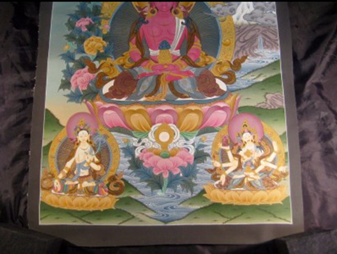 24 K Precision Purple Buddha Thangka Thangka Painting Nepal Himalayan Art N387