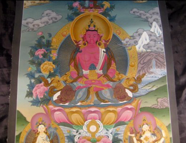 24 K Precision Purple Buddha Thangka Thangka Painting Nepal Himalayan Art N387