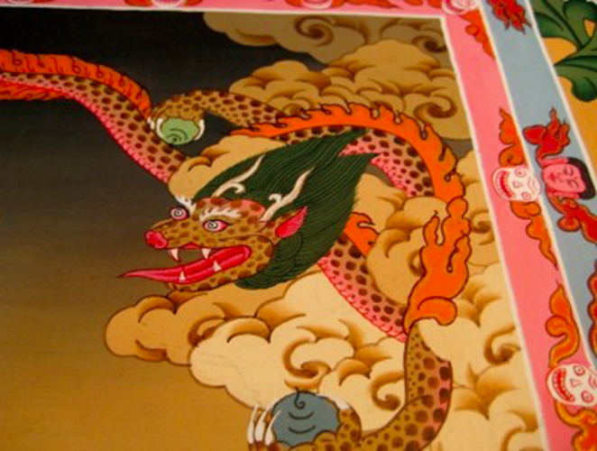 24 K Gold White Tara Dragon Thangka Thanka paintng Nepal Himalayan Art N3866