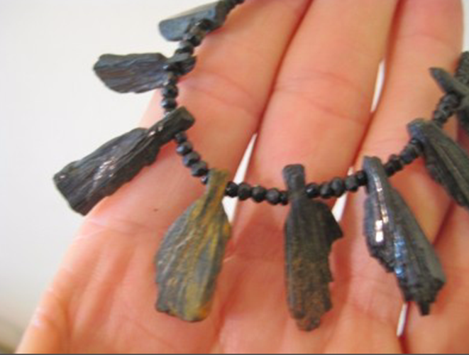 925 Silver Green Tourmaline chunk necklace Afghanistan AN276