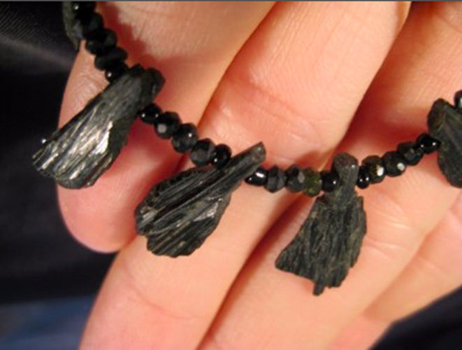 925 Silver Green Tourmaline chunk necklace Afghanistan AN276