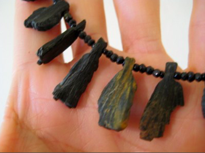 925 Silver Green Tourmaline chunk necklace Afghanistan AN276