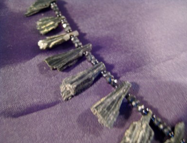 925 Silver Green Tourmaline chunk necklace Afghanistan AN276
