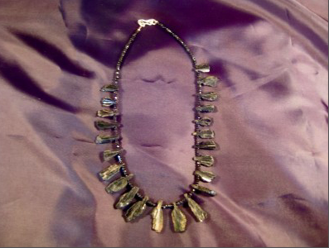 925 Silver Green Tourmaline chunk necklace Afghanistan AN276