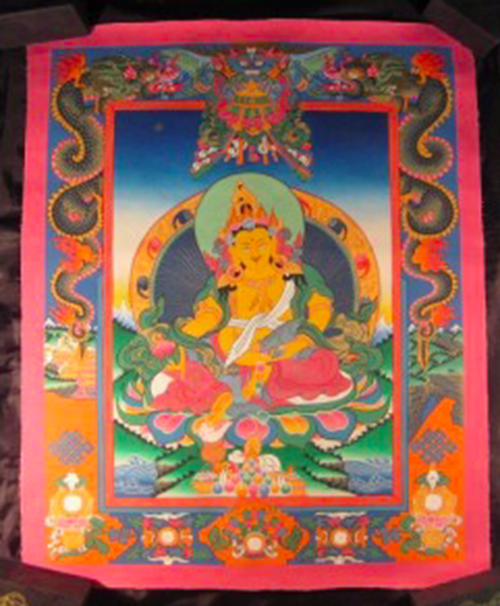 24 K Jambhala Deity Thangka Thanka Painting Nepal art dragon border N2355