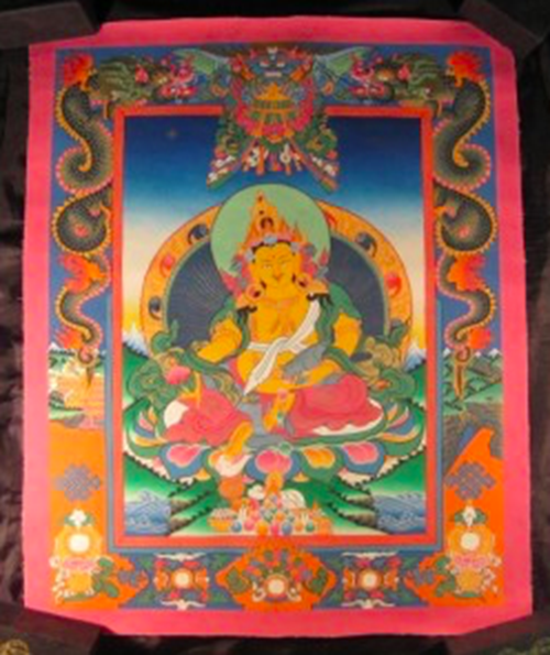 24 K Jambhala Deity Thangka Thanka Painting Nepal art dragon border N2355