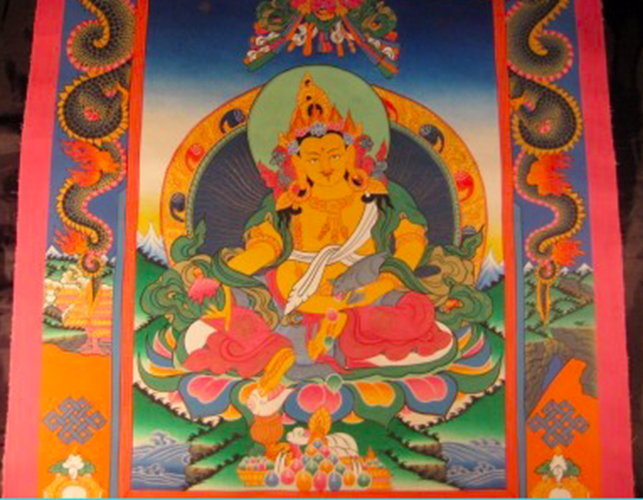 24 K Jambhala Deity Thangka Thanka Painting Nepal art dragon border N2355