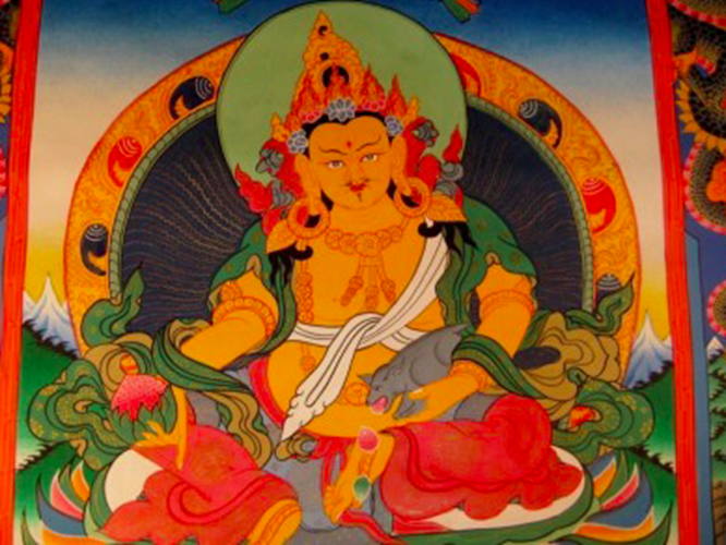 24 K Jambhala Deity Thangka Thanka Painting Nepal art dragon border N2355