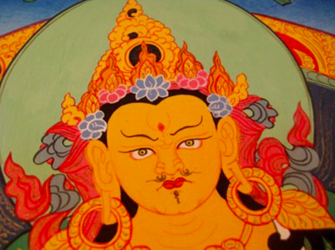 24 K Jambhala Deity Thangka Thanka Painting Nepal art dragon border N2355