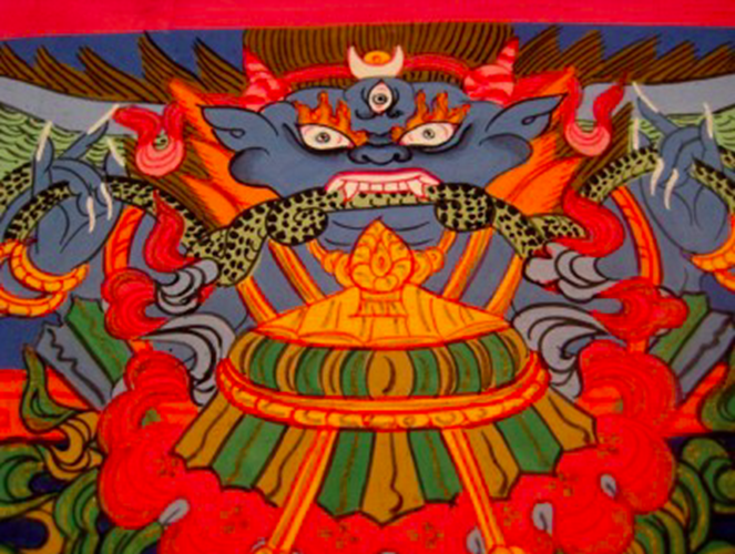 24 K Jambhala Deity Thangka Thanka Painting Nepal art dragon border N2355