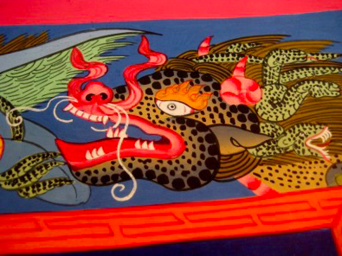 24 K Jambhala Deity Thangka Thanka Painting Nepal art dragon border N2355