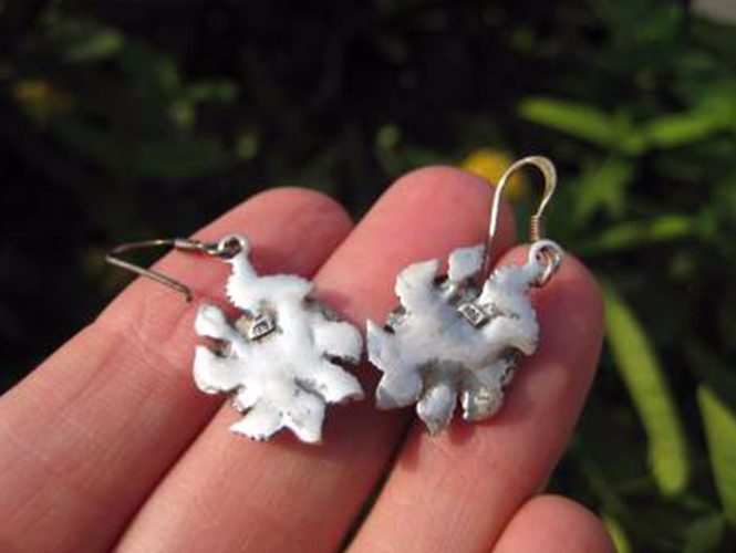 925 Silver Rose Flower Earrings Earring jewelry Cambodia art N334