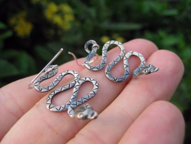 925 Silver Snake Earrings Earring jewelry Nepal himalayan art N266