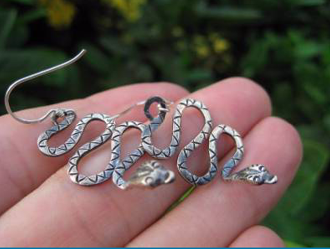 925 Silver Snake Earrings Earring jewelry Nepal himalayan art N266