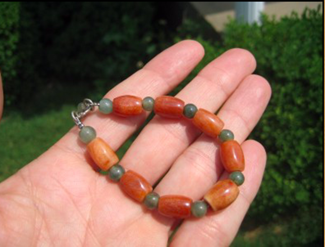 925 Silver Natural Jade stone mineral bead Bracelet Thailand Jewelry Art