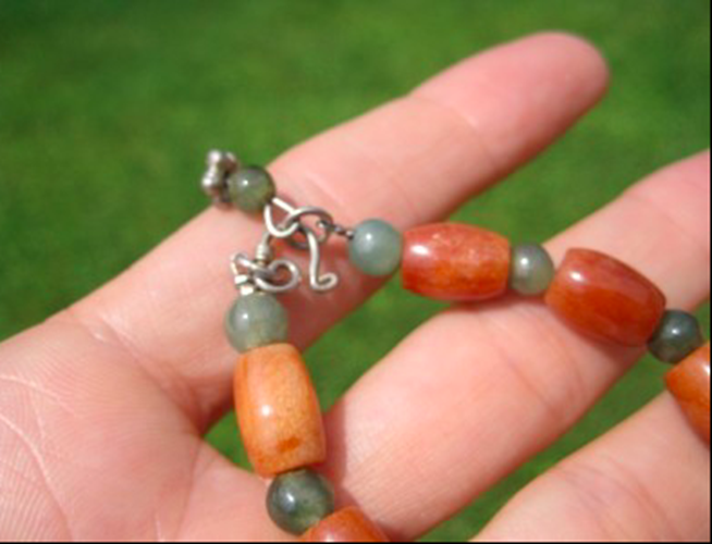 925 Silver Natural Jade stone mineral bead Bracelet Thailand Jewelry Art