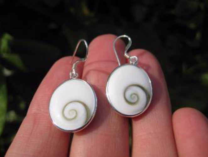 925 Silver Shiva eye shell earrings earring Thailand jewelry art AN2455
