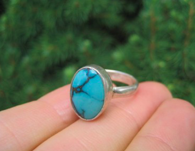 925 Silver Tibetan Turquoise Ring light Blue Size 8.5 AN2744
