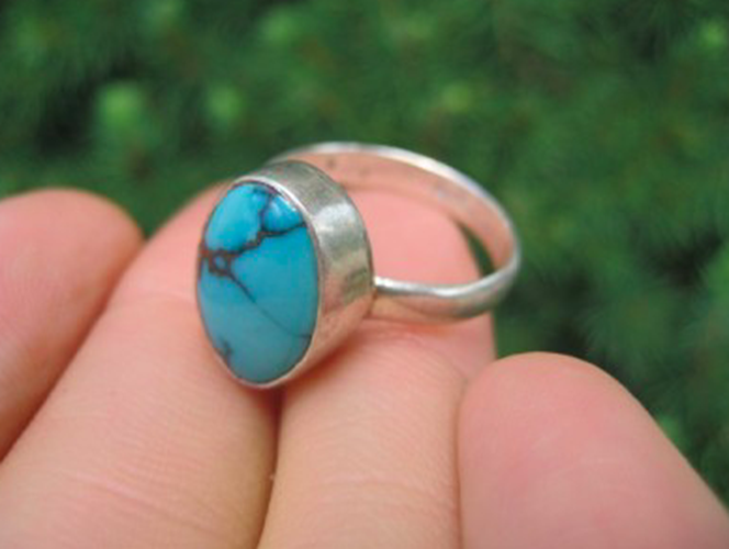 925 Silver Tibetan Turquoise Ring light Blue Size 8.5 AN2744