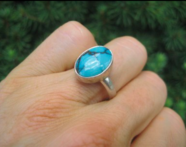 925 Silver Tibetan Turquoise Ring light Blue Size 8.5 AN2744