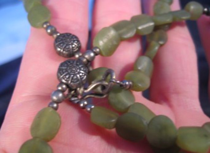 925 Silver Soapstone Mineral stone art Necklace AN274