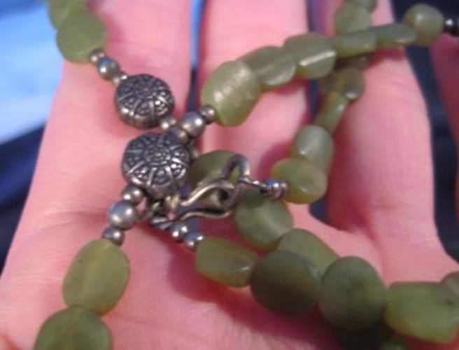 925 Silver Soapstone Mineral stone art Necklace AN274