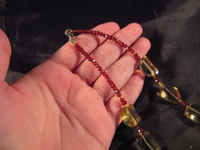 925 Silver Lemon smokey Quartz crystal necklace mineral Afghanistan jewelry A364